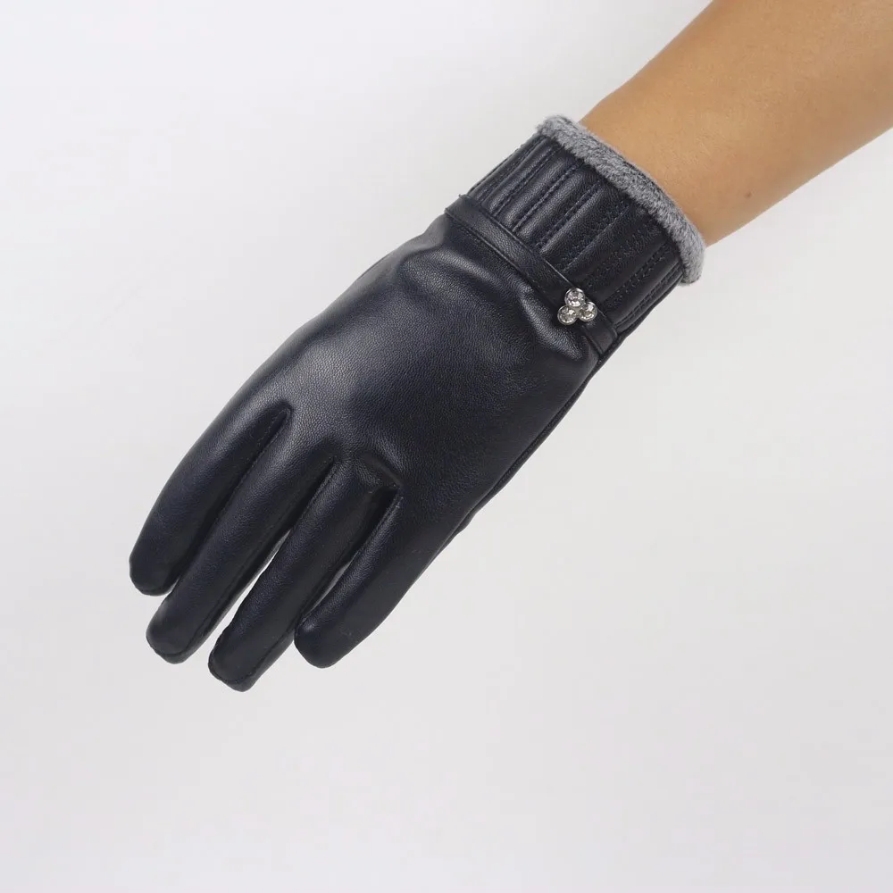 Уличные женские зимние теплые кожаные перчатки с мягкой подкладкой Guantes mujer Gants