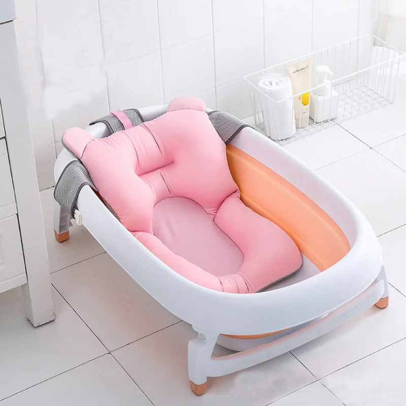 Мультяшный портативный детский коврик для ванной с душевой насадкой для новорожденных детей, безопасный удобный коврик для ванной для младенцев, нескользящий коврик для подушки