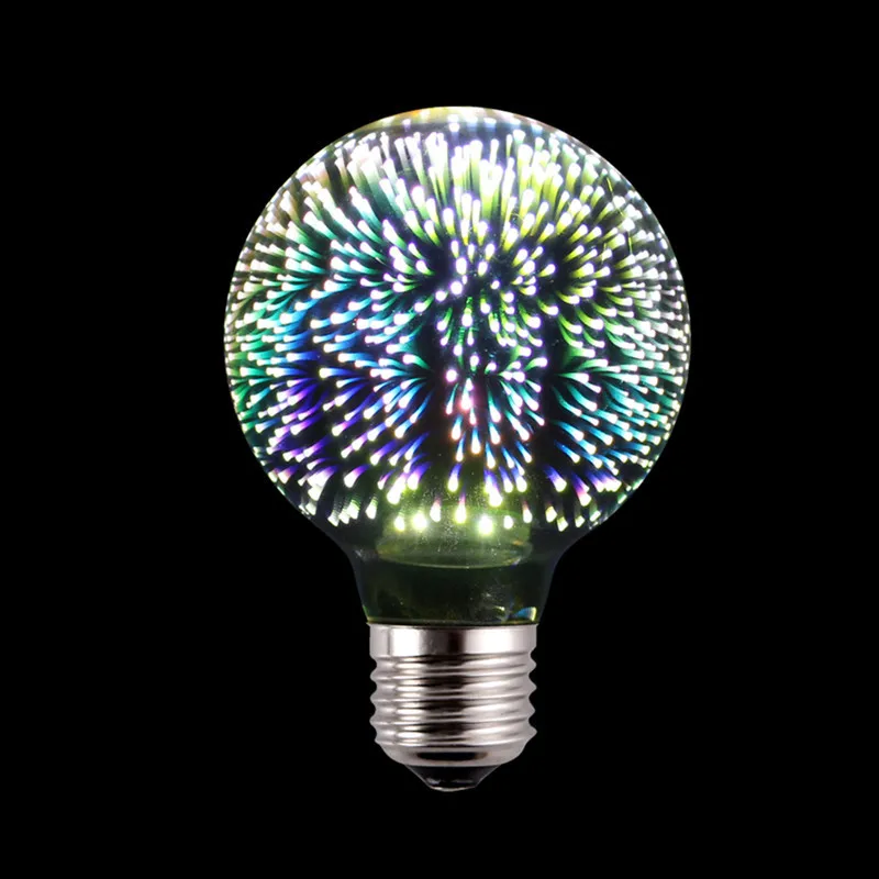 Светодиодный светильник, 3D украшение, фейерверк, лампа E27, праздничный светильник s A60 ST64 G95 G80 G125, новинка, Рождественская барная лампа - Цвет: G80
