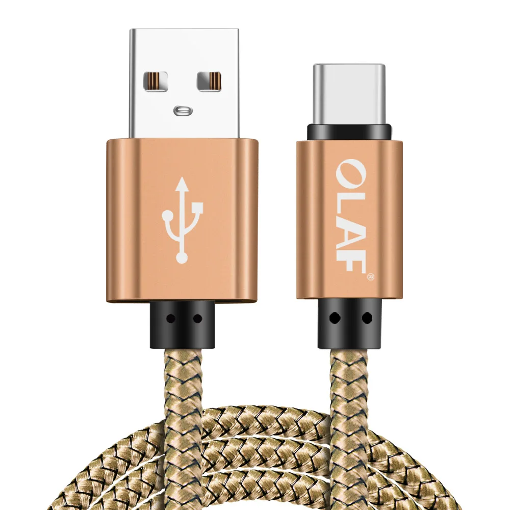 Олаф usb type-C кабель для быстрой зарядки USB C кабель для передачи данных для samsung S8 S9 для Xiaomi Mi 8 для huawei P20 lite/pro для Oneplus - Цвет: gold