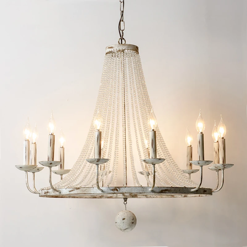 

12 Head American Style Country lustres Iron Crystal Pendant Lamp For Kitchen Dinning Room Home Decor Lighting Fixture