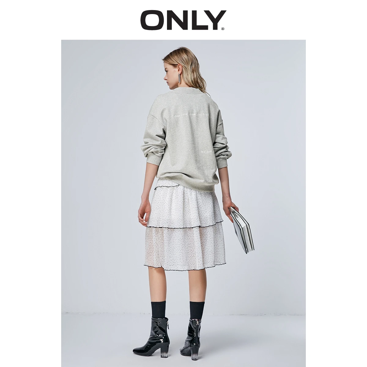 Cena Tylko 2019 damski luźny krój ze sznurkiem pulower z kapturem | 11919S596