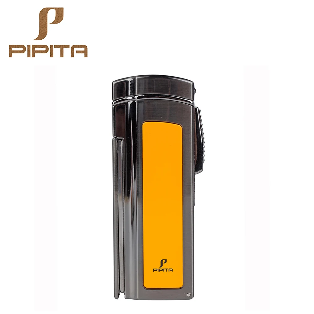 

PIPITA Cigar Torch Lighters Windproof Lighter Four Jet Torch Flame Refillable Inflatable Cigarette Metal Gas Punch Lighter