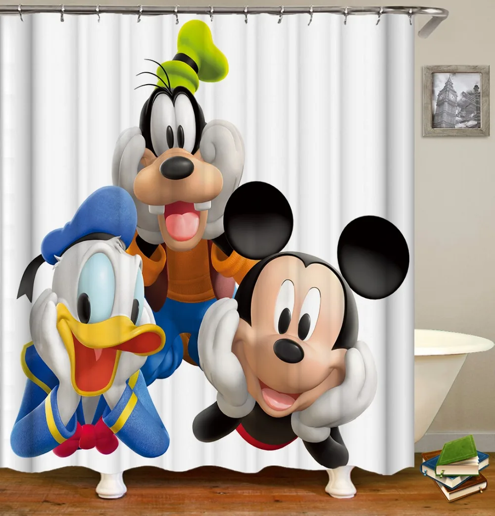 

Mickey Mouse Donald Duck Cartoon printing bathroom shower curtains waterproof fabric shower curtain Polyester shower curtain