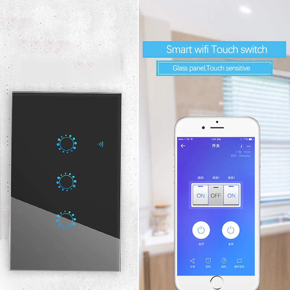 США черный умный Wifi настенный сенсорный выключатель 1 2 3 бандовый светильник пульт дистанционного управления Ewelink Поддержка приложения Alexa Google home умный дом