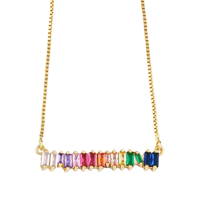 UILZ,, Модные Цветные блестящие микро покрытые кубическим цирконием ААА, Модные подвесные ожерелья для женщин, модные ювелирные изделия, вечерние UNL010 - Окраска металла: Gold Color1064