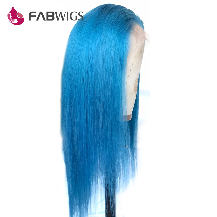 Искусственные волосы Fabwigs синие кружевные фронтальные с прямыми прядями