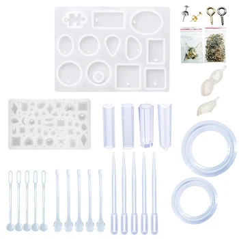 

Silicone Resin Kits Jewelry Casting Mold Tools Set Included Jewelry Pendant Moulds, Stud Earrings, Eye Screw Pins And Making T