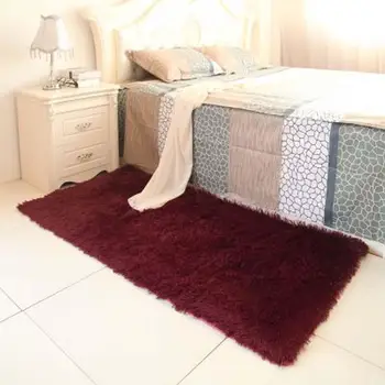 

Fluffy Rugs Anti-Skiding Shaggy Area Rug Dining Room Carpet Floor Mats Claret living room rugs modern rugs