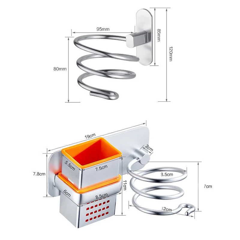 Silver bathroom hair dryer rack aluminum material toilet dryers free punching gold items holder bathroom organizer