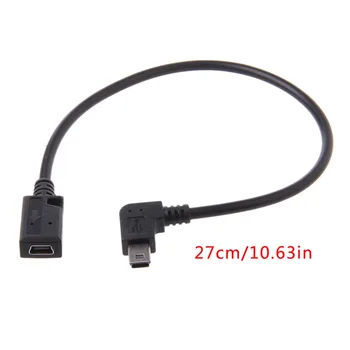 

90 Degree Mini USB 5Pin Male to Female Extension Cable for MP3 GPS Camera 27cm Drop Shipping
