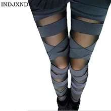 Лоскутная повязка, штаны, очаровательные легинсы, тонкие женские Легинсы в стиле панк, Женские легинсы, модные, сексуальные, комбинированные Стрейчевые черные брюки W007