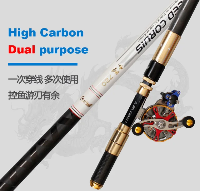 Cheap hollow rod Internal wiring Rod + reel Integrated 5.4 / 6.3 / 7.2 m power hand rod Taiwan fishing high carbon X-technology
