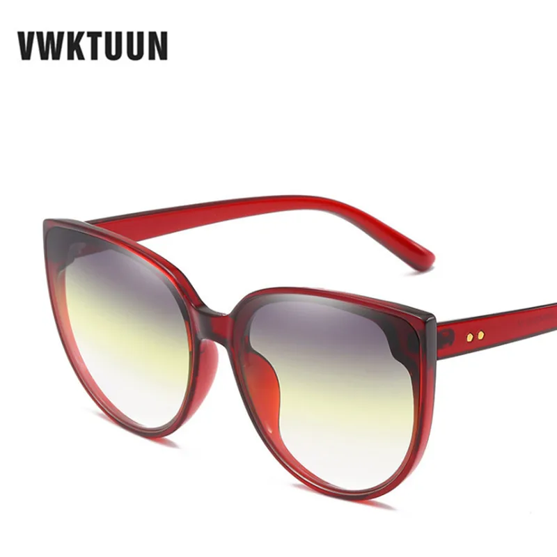 

VWKTUUN Vintage Sunglasses Women Cat Eye Shades Oversized Sun glasses For Men Rivets Frame Points Gradient Glasses Male Eyewear