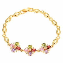 Модный золотой разноцветный кубический цирконий CZ Цветочный браслет для женщин