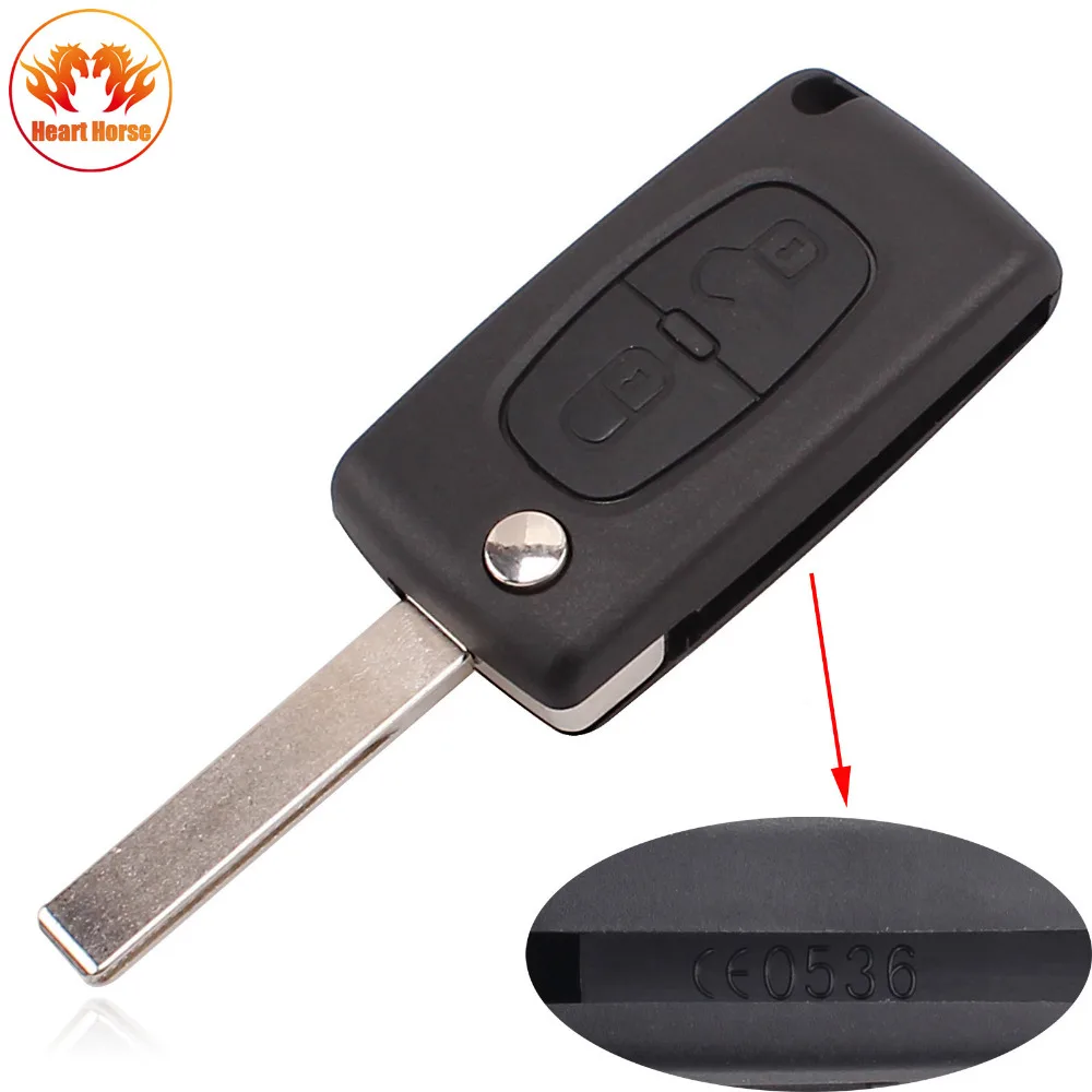 2 кнопки флип чехол для ключей пустая оболочка Peugeot 107 207 307 307S 308 407 607 2BT DKT0269 CE0536 с
