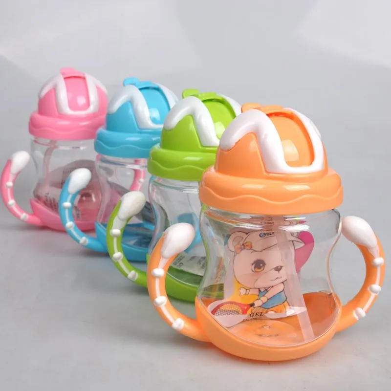 Portable Baby Cups Baby Leakproof Lid Handle Straw Cup Baby Learn To