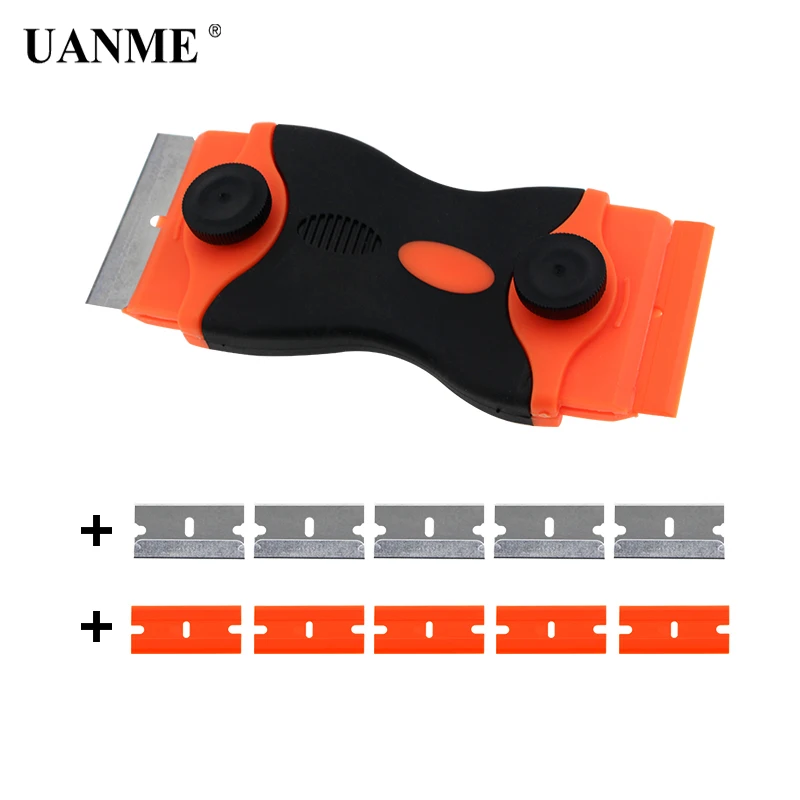 UANME doble-teléfono removedor de pegamento LCD Scraperfor teléfono móvil Tablet, reparación de la pantalla herramienta de limpieza con 10 Uds cuchillas