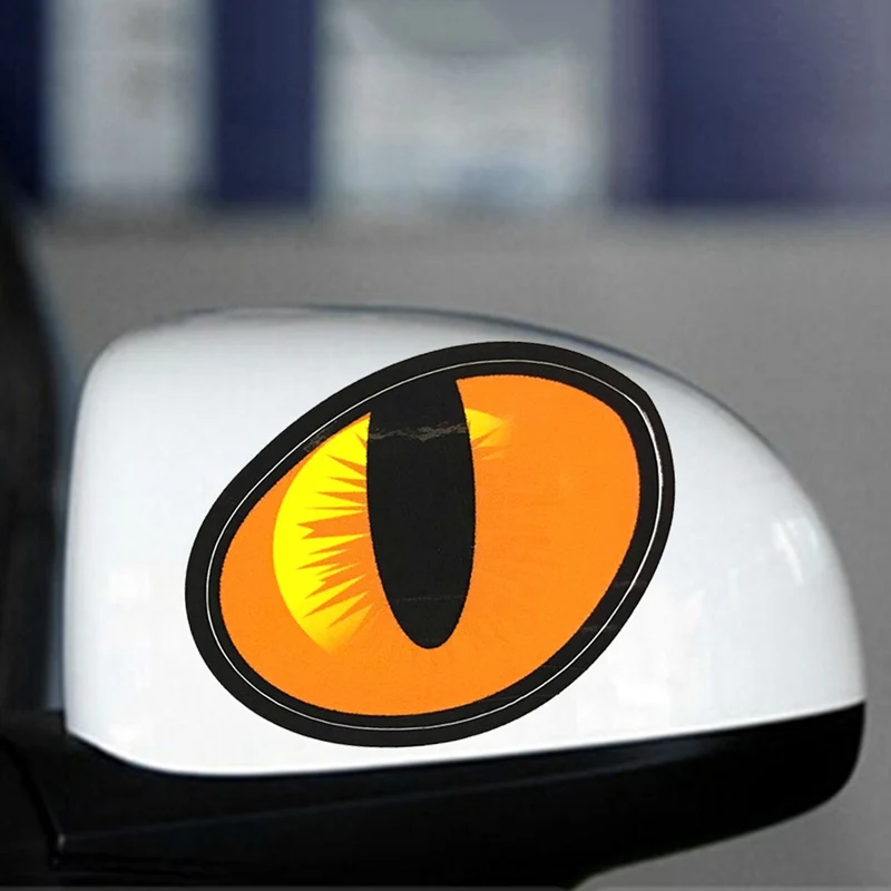 

2pcs=1 Sheet Cute Reflective Simulation Cat Eyes Car Stickers 3D Vinyl Decal For Rearview Mirror Car Cover Windows Decoration