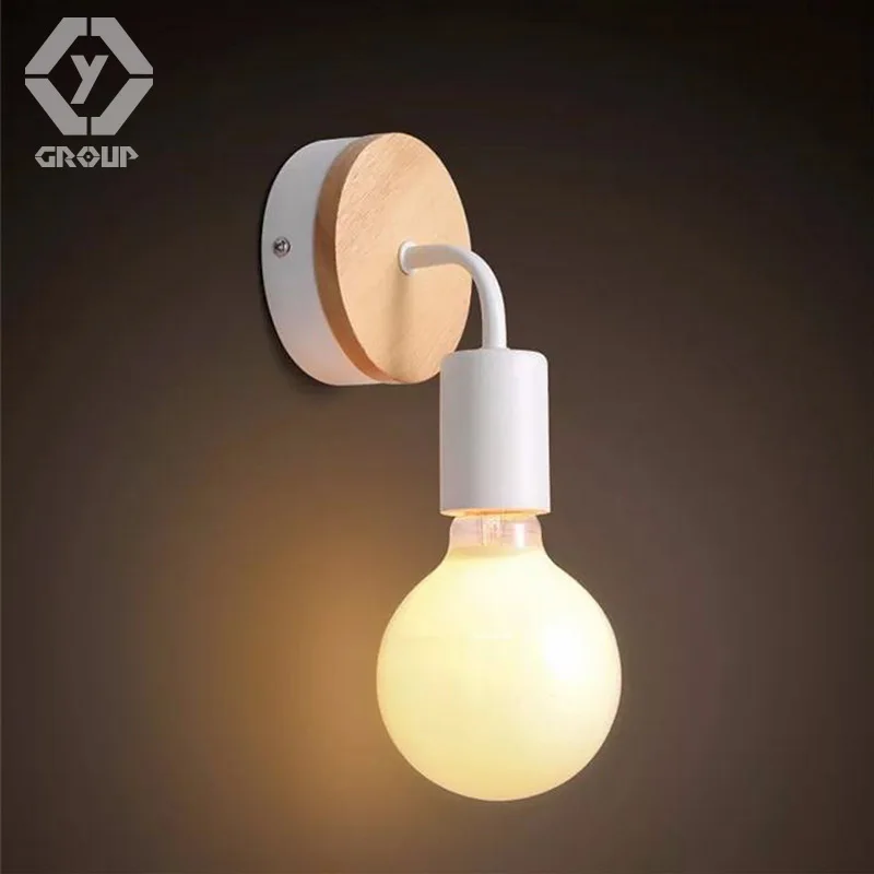 OYGROUP Modern Led Wood Wall Lamp Iron Metal Wall Light Fixtures Living Bedroom Home Lighting Lamparas