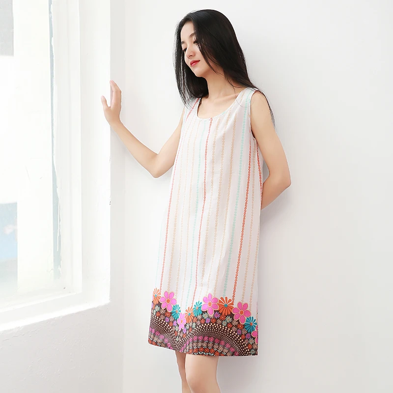 

Johnature Women Embroidery Vintage Sleeveless Dress 2019 Summer New Sweet Mori Girl Tanks Dress Print Floral Women Chinese Dress