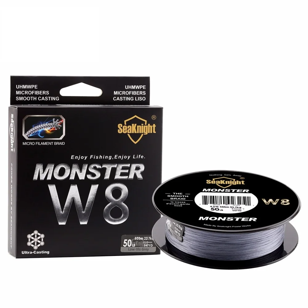 SeaKnight W8 Braided Fishing Line 500M 8 Strands Wire Carp Fishing 15 20 30 40 50 80 100LB PE Multifilament Line
