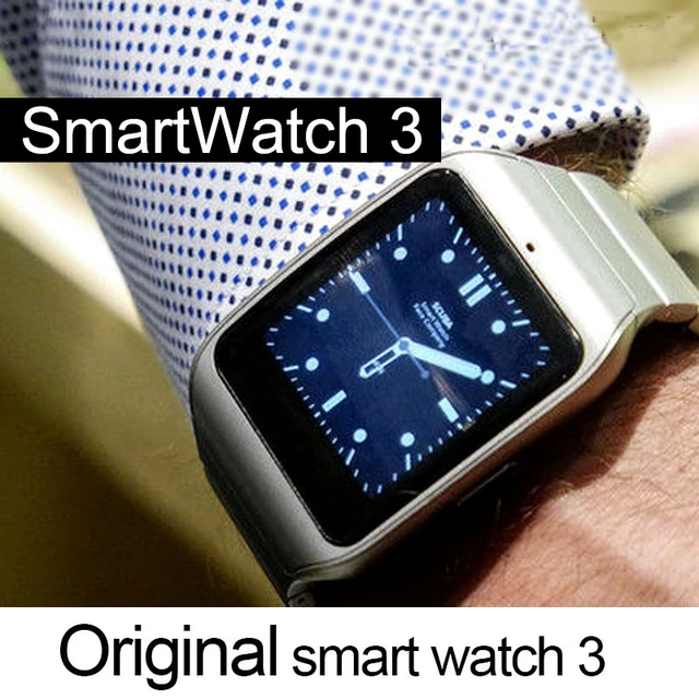 Originale sony smartwatch 3 ios 2 android astuto della vigilanza sw3 swr50  water resistant acciaio metallo argento per apple iphone - AliExpress
