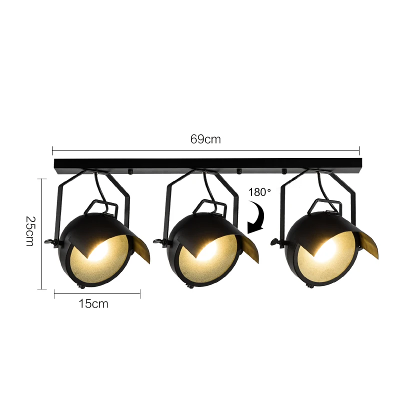 Лофт промышленная шляпа/Кепка в форме потолочного светильника трек-светильник s Бар одежда ретро трек-лампа винтажный поглощающий купольный светильник Светодиодный точечный светильник - Испускаемый цвет: ceiling 3 lights