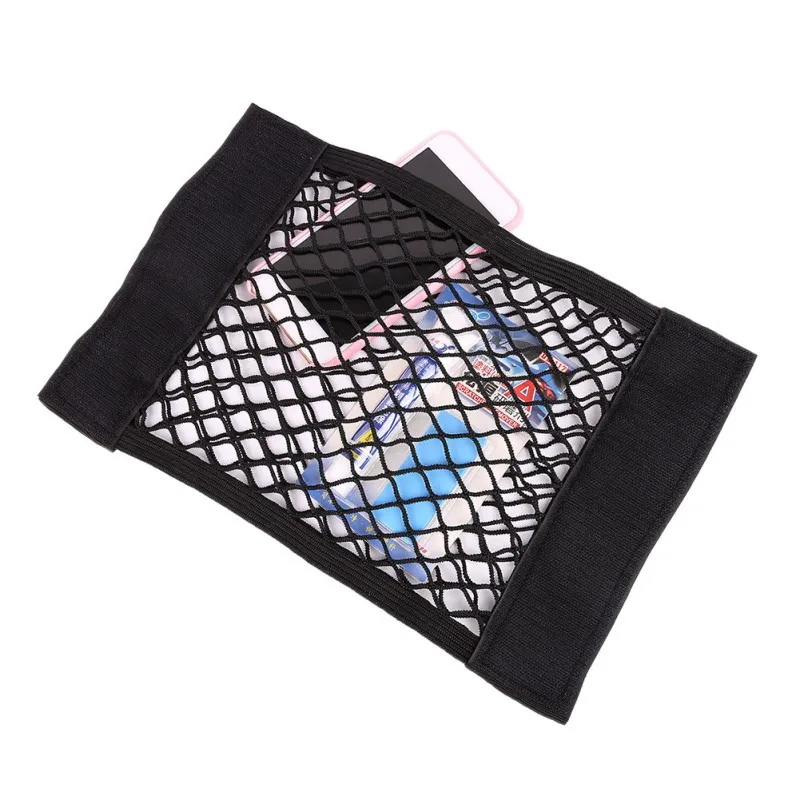 

40x25cm Car Trunk Storage Elastic String Net Mesh Bag Car Magic Tape Sticking Holder Pocket Organizer Car Accessories