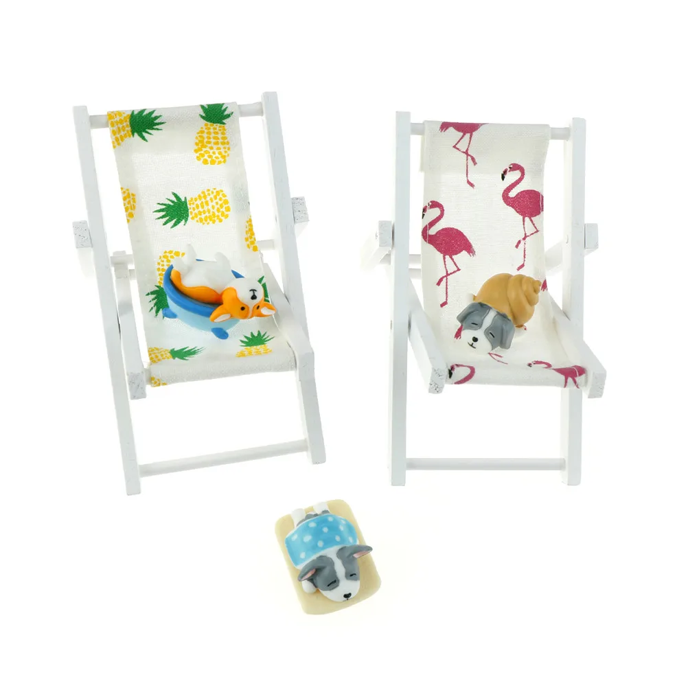 1 шт. Фламинго ананас деревянный стул пляжа кукольный домик Craft Декор мини стул пляжа подарки на день рождения