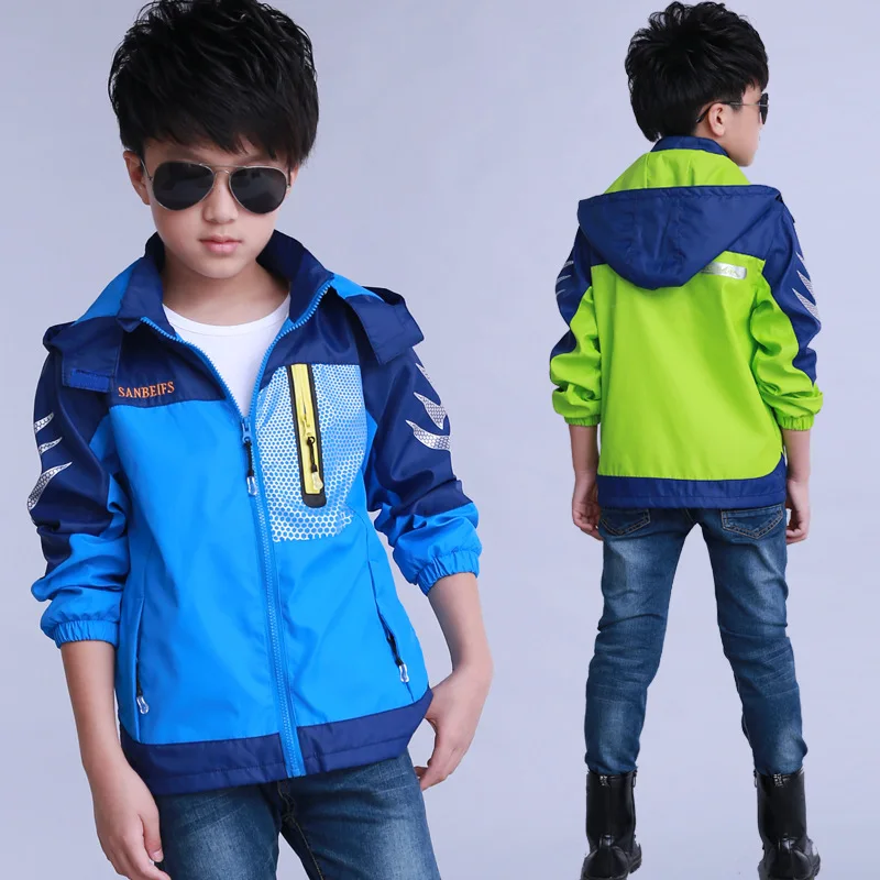 Новые детские модные куртки с капюшоном Детский весенний плащ ветрозащитная дышащая куртка для мальчиков Спортивная облегающая куртка для мальчиков