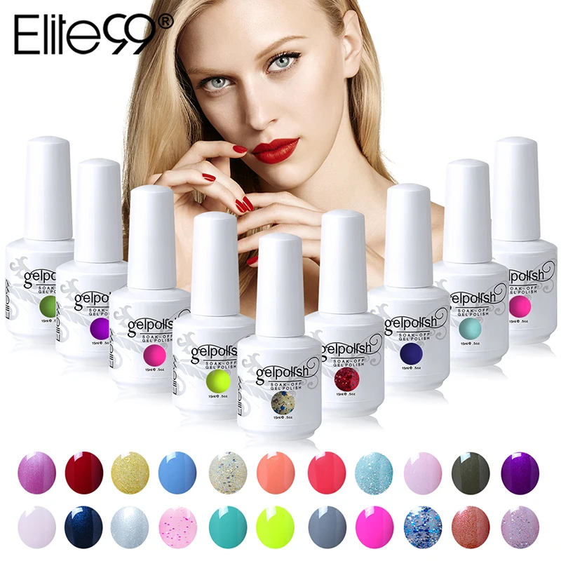 Elite99 15 ml remojo el esmalte de uñas de Gel UV de larga duración barnices uñas arte gelpolaco recoger 10 piezas de 539 hermosos colores