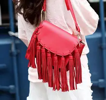 2016 Women Tassel Bag Hobos messenger bag PU leather small shoulder crossbody bags female bolsas de marca