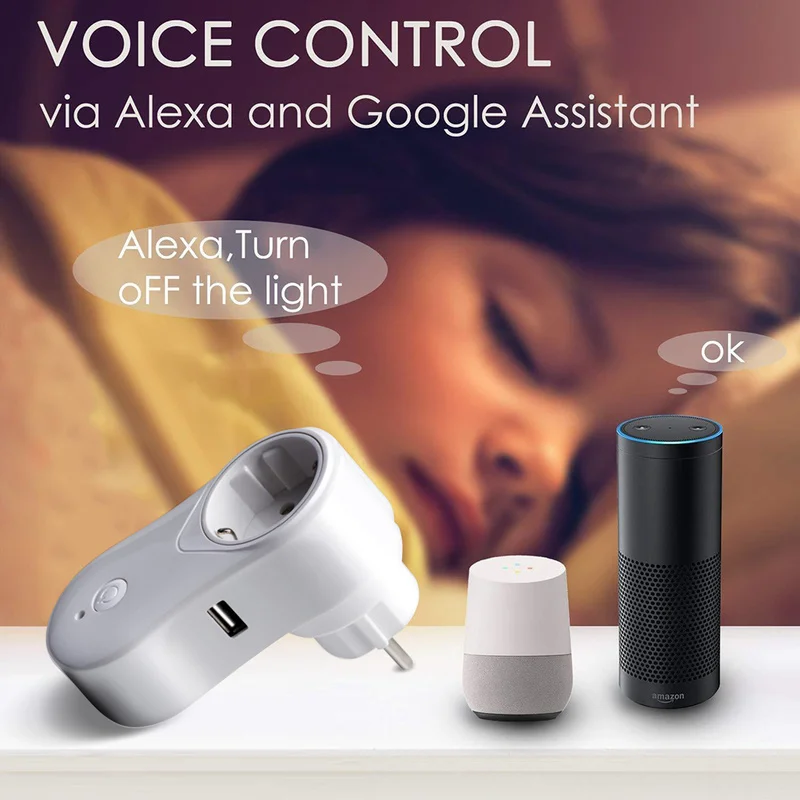 Умная Wifi вилка с Alexa Google Home Assistant App дистанционное управление Мощность 10а