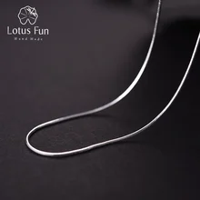 Lotus Fun Реальные Стерлингового Серебра 925 Изысканные Ювелирные Изделия Ручной Работы Мода Глянцевых Змея Ожерелье Цепь без Подвеска для Женские Колье