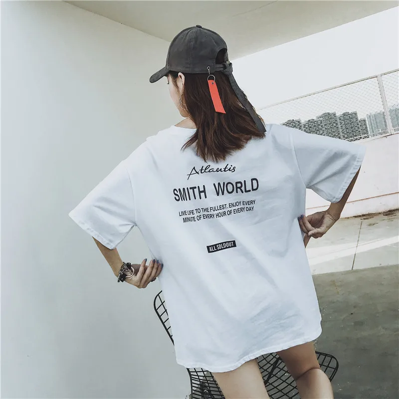 

Loose Tees Women T-shirt Casual Tops Short Sleeve Women's Shirt Summer Clothes Sports Sweatshirt Fashion Letters Simple Garment