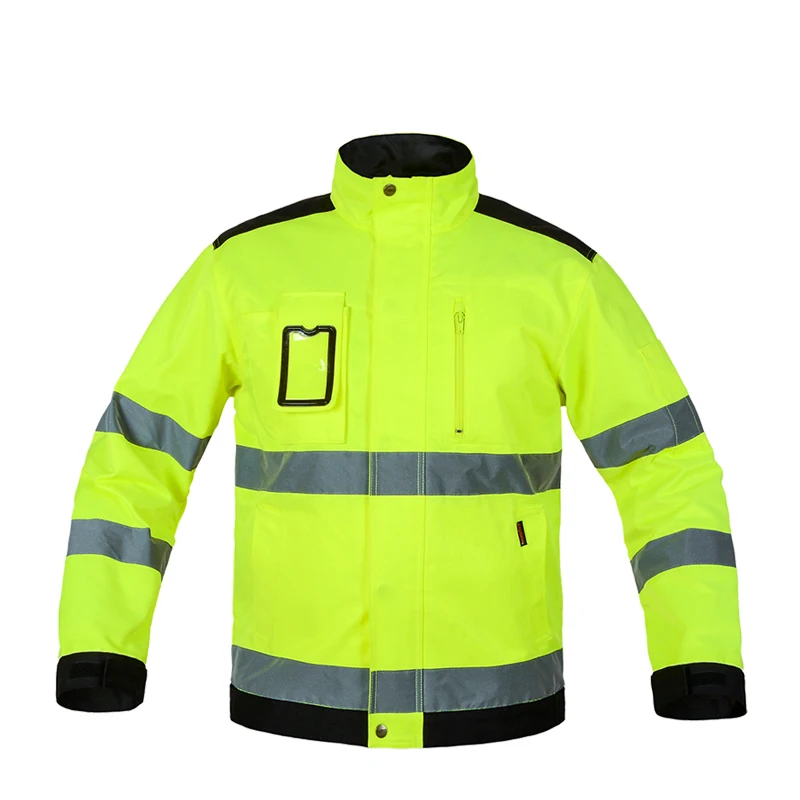 

Overalls Reflective Jacket High visibility Men Outdoor Working Tops Fluorescent Yellow Multi-pockets Safety Workwear Clothing