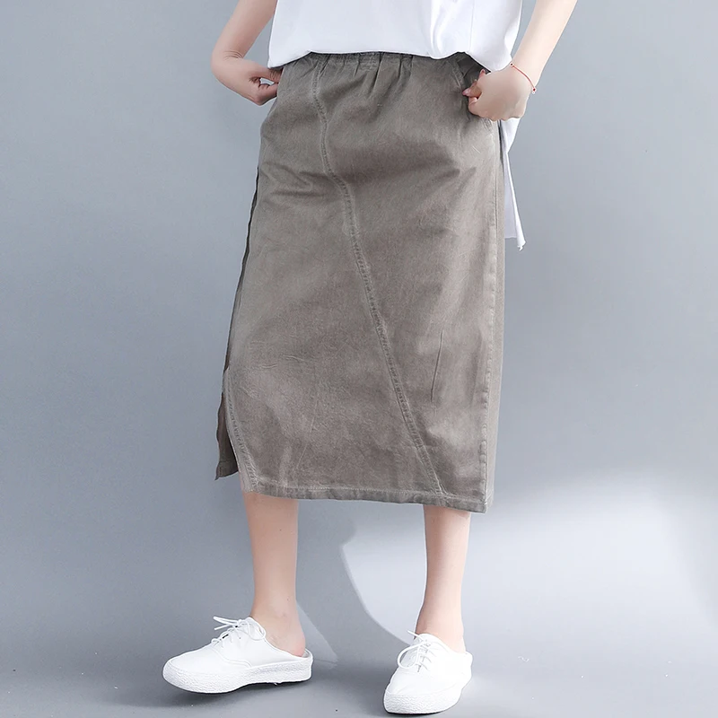 Длинная юбка размера плюс из хлопка и льна летняя винтажная Женская юбка с высокой талией художественная Женская юбка Mori Girl