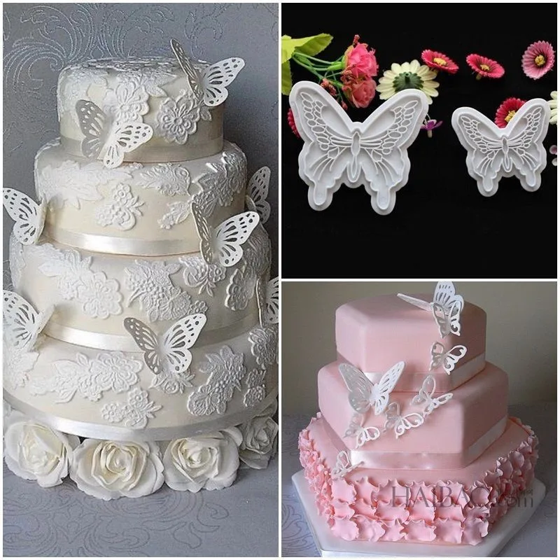 2PCSlot Butterfly Cake Fondant Decorating Mold Cookie Plunger Cutters Mould Kitchen Baking Tools (1)