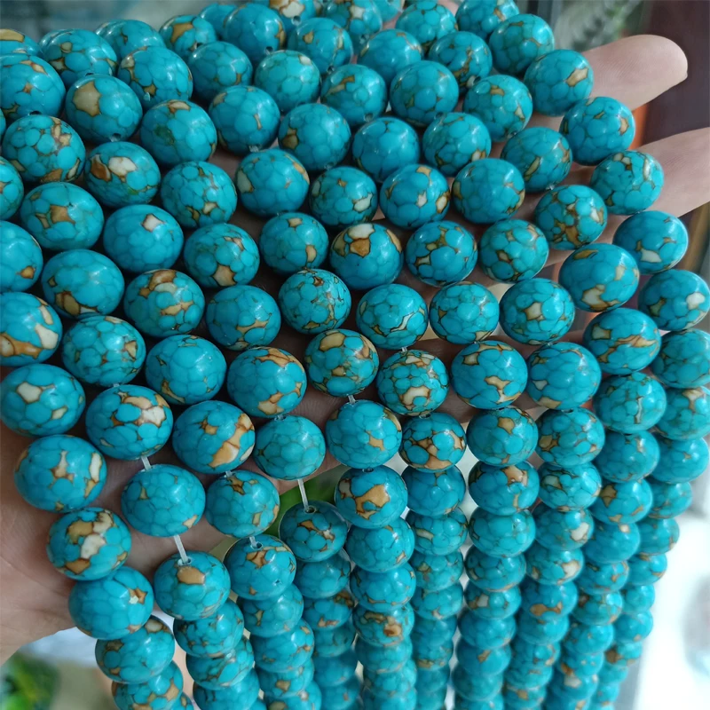 6/8/10/12/14/16mm Genuine Natural Piebald Turquoises Stone Beads DIY Jewelry Round Loose Gem Fit Healthing Bracelet | Украшения и