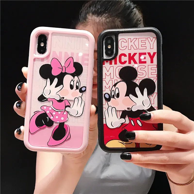 

For Cartoon iPhone X XS Case 2In1 Embossed Relief Couple Case For iPhone XR XS Max 7 8 6 6S Plus Etui Hard Back Cover