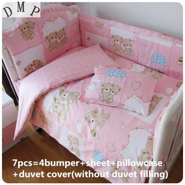

Promotion! 6/7PCS Baby Bedding Set Good Quality Cheap Price Baby Crib Accessories,120*60/120*70cm