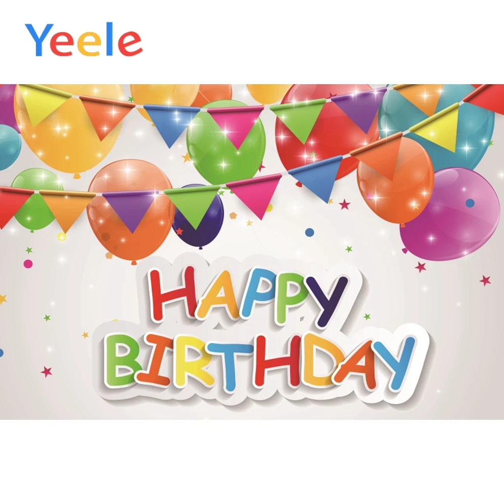 

Yeele Flags Balloons Celebration Party Birthday Scene Kid Background Photography Portrait Photographic Backdrop For Photo Studio