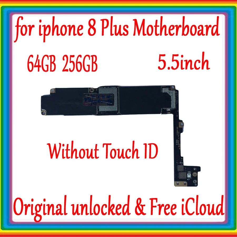 

100% Original unlocked for iphone 8P 8Plus Motherboard Without Touch ID,for iphone 8 Plus Mainboard with IOS System,64GB / 256GB