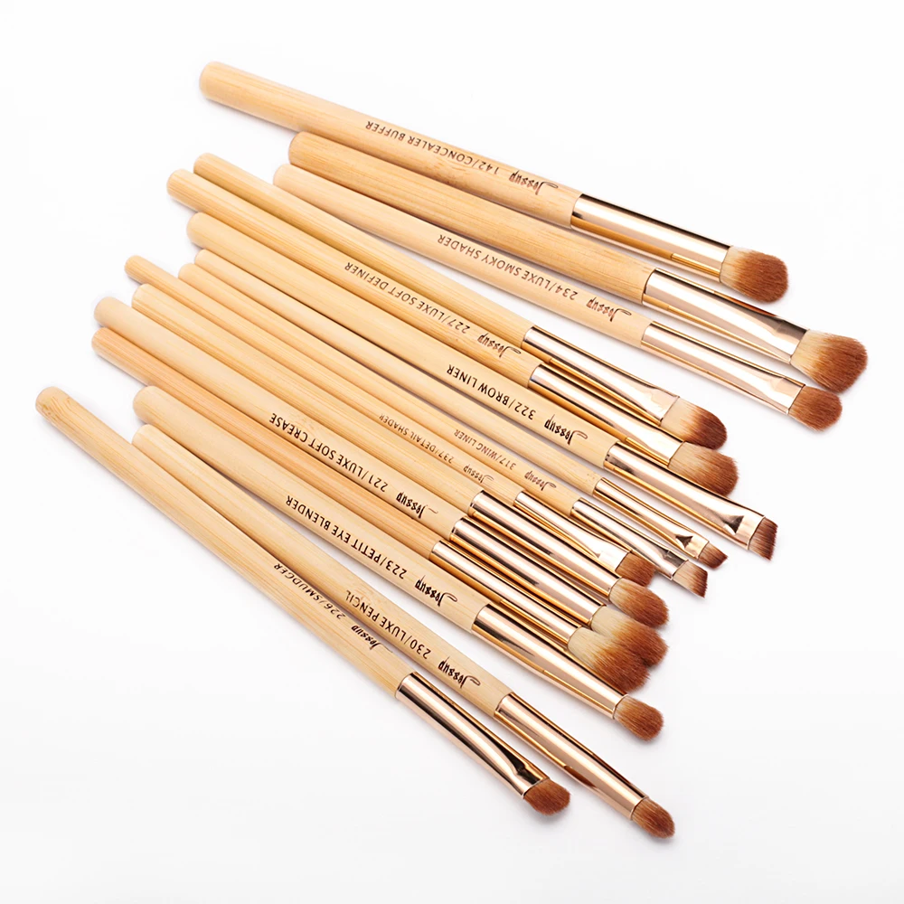 Jessup 15 шт. кисти для макияжа Bamboo brochas maquillaje pinceaux maquillage Профессиональный консилер тени для век подводка для глаз кисти T137