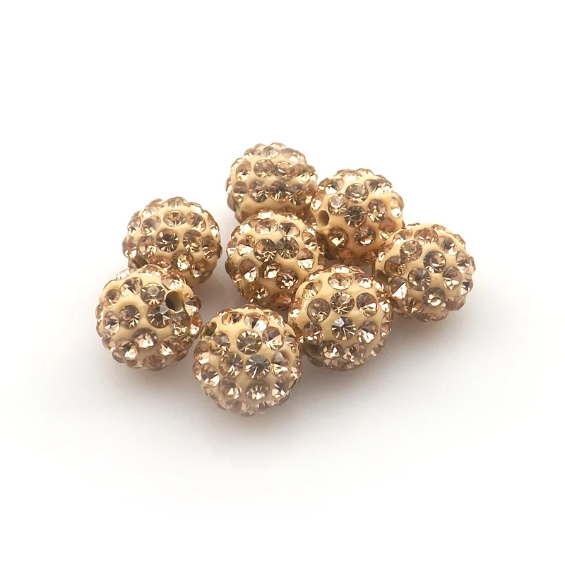 100pcs/lot 10mm Champagne Color Rhinestone Loose Beads Pave Disco Ball For Jewelry Making | Украшения и аксессуары