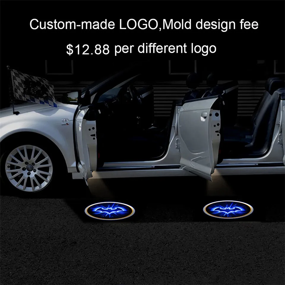 2pcs Car Welcome Light Wireless Car Door Led Welcome Laser Projector Logo Ghost Shadow Light Batman Car Interior Lamp Light 2018
