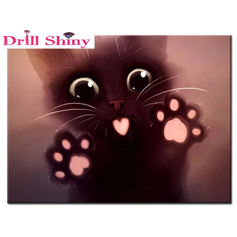 

5D DIY Diamond Painting Cat Cross Stitch Lovely Black Cat Animal Needlework Home Decorative Full Square Diamond Embroidery
