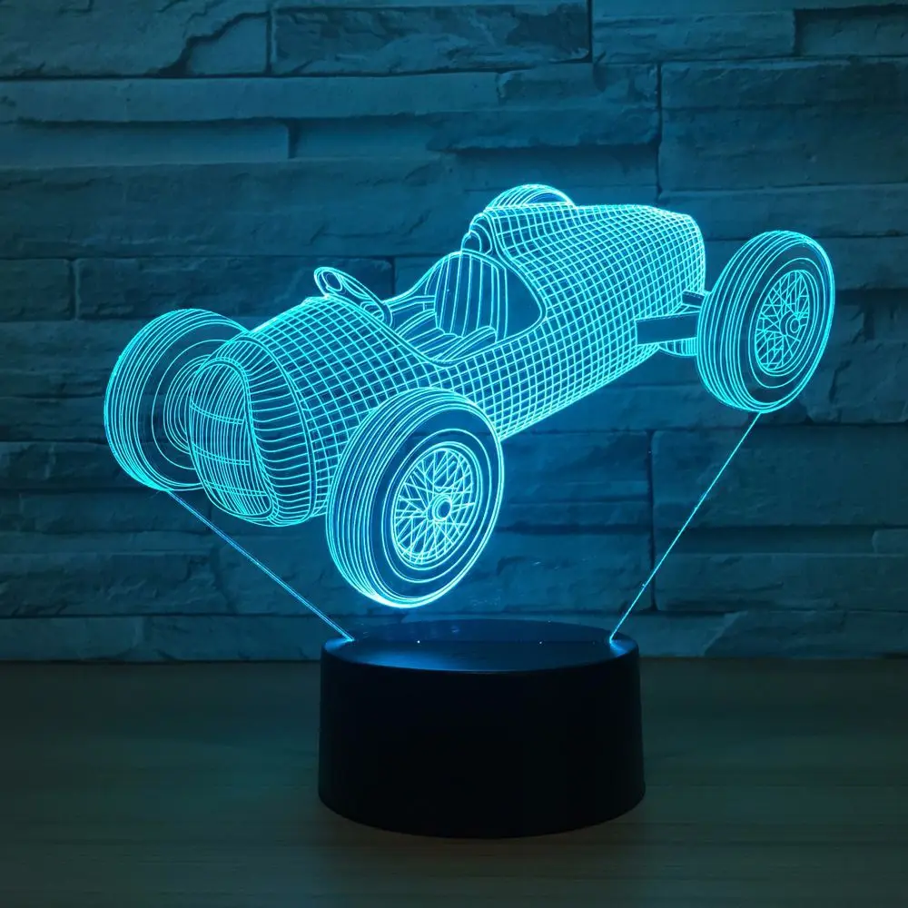 Old Racing Car Luminarias USB Night Lamp 7 Color Changing LED 3D