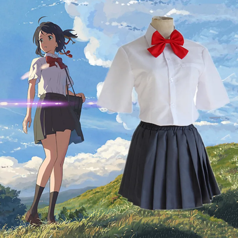 Image Miyamizu Mitsuha cosplay costumes School uniform Japanese film your name clothing Masquerade Mardi Gras Carnival costumes